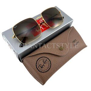 NEW Ray-Ban RB1971 Square 1971 Classic Sunglasses with Gold Frame Brown Lens